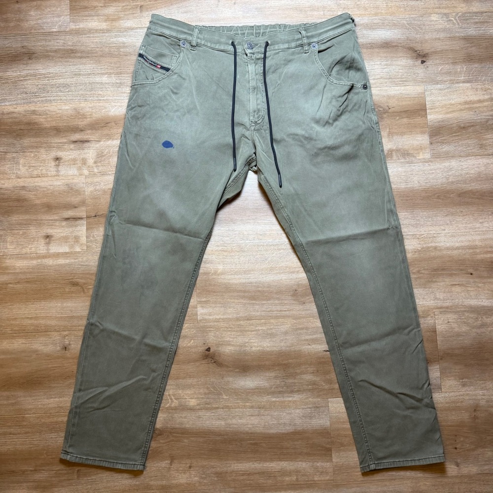 Diesel Krooley-E-NE JoggJeans Mens 40x32 Olive Green Tapered Stretch Pants 0670M